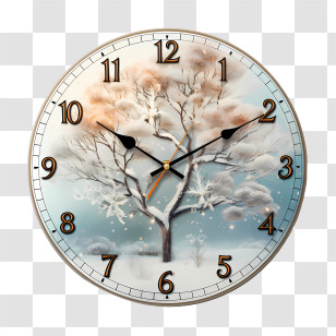 Winter Time - Winter Tree Clock Transparent PNG