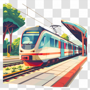 Train - Modern Train At The Station Transparent PNG
