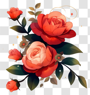 Rose Flower - Pink Roses With Green Leaves Transparent PNG