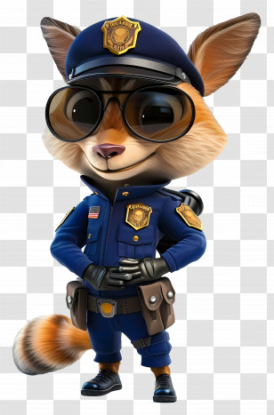 Animal - Cartoon Police Fox Character Transparent PNG