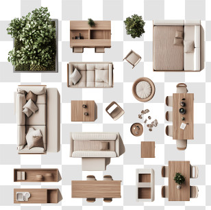 Furniture Top View - Furniture Layout For Interior Design Transparent PNG