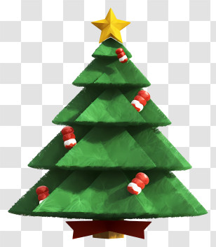 Christmas Tree - Christmas Tree With Star And Ornaments Transparent PNG