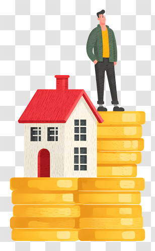 Real Estate Investor - House On Stack Of Coins Transparent PNG