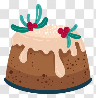 Chocolate Sponge Pudding Cake - Delicious Christmas Pudding With Holly Decoration Transparent PNG