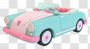 Cartoon - Cute Toy Convertible Car In Pastel Colors Transparent PNG