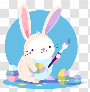 Rabbit Painting Easter Eggs - Easter Bunny Painting Eggs Transparent PNG