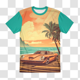 T Shirt - Beach Car T-shirt Transparent PNG