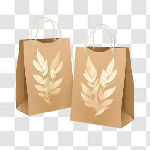Kraft Paper Bag - Eco-Friendly Brown Paper Bags With Leaf Design Transparent PNG