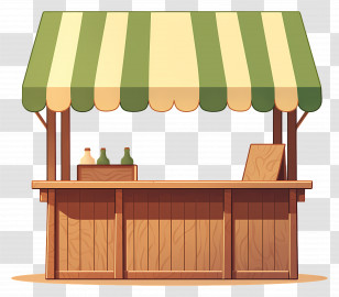 Wooden Market Stall - Wooden Market Stall Illustration Transparent PNG