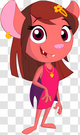 Cartoon Character - Pink Cartoon Mouse Character In Dress Transparent PNG