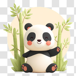 Panda Bamboo - Smiling Panda With Bamboo Transparent PNG