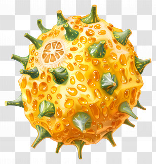 Kiwano - Yellow Spiky Fruit Illustration Transparent PNG