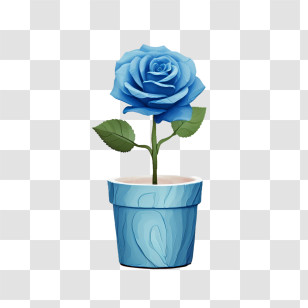 Blue Rose - Blue Rose In A Decorative Pot Transparent PNG