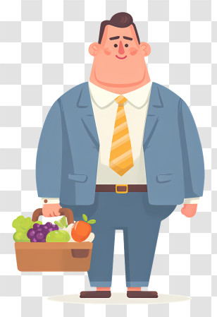 Businessman Diet - Businessman Holding Basket Of Fruits Transparent PNG