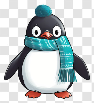 Cartoon Penguin - Cute Cartoon Penguin With Winter Scarf Transparent PNG