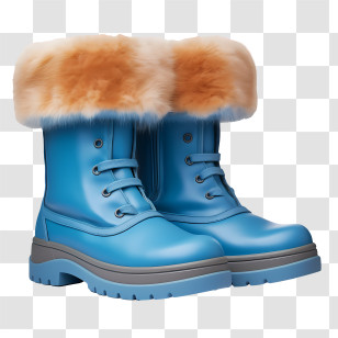 Boots - Fur-Lined Blue Winter Boots Transparent PNG
