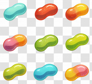 Jelly Beans - Colorful Glossy Jelly Beans Transparent PNG