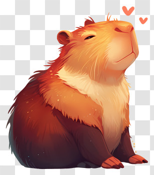 Kawaii Capybara - Content Orange-brown Rodent Sitting Transparent PNG