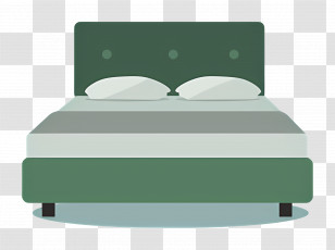 Queen Bed - Modern Green Bed Design Transparent PNG