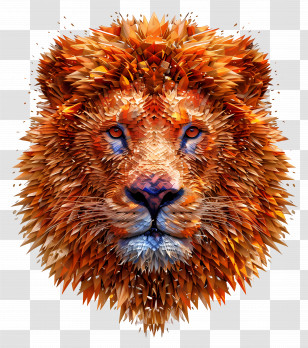 Lion Face - Majestic Lion Head With Orange Mane Transparent PNG