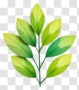 Watercolor Green Leaf - Green Branch With Leaves Transparent PNG
