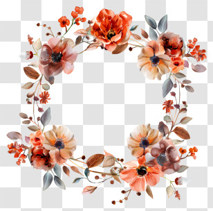 Flower Wreath - Floral Wreath With Vibrant Flowers Transparent PNG