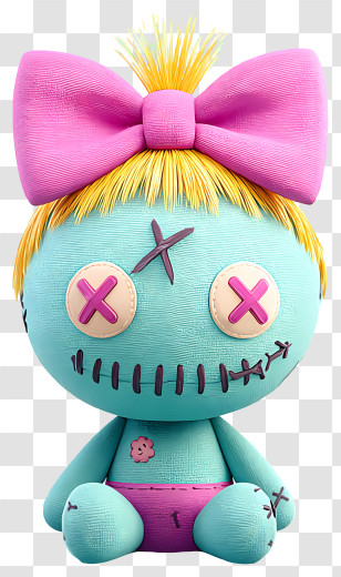 Scrump - Stitched Plush Doll With Pink Bow Transparent PNG