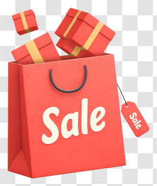 Red Shopping Gift Bag - Red Sale Shopping Bag With Gifts Transparent PNG