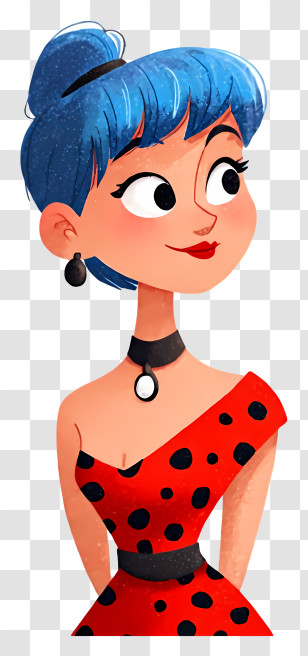 Edna Boulder - Blue-haired Woman In Polka Dress Transparent PNG
