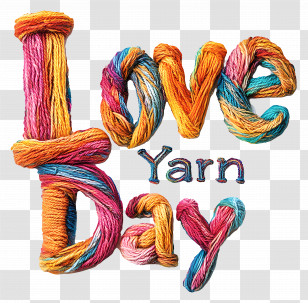 I Love Yarn Day - Love Yarn Day Text Made Of Yarn Transparent PNG