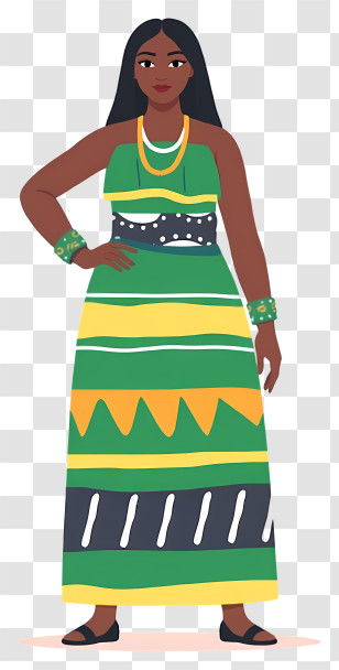 South Africa People - Colorful Striped Skirt Dress Transparent PNG