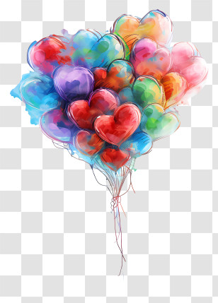 Heart Balloons - Colorful Heart Balloons Transparent PNG