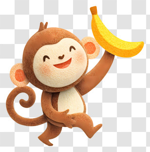 Cartoon Monkey Carrying Banana - Playful Monkey With Banana Transparent PNG