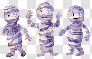 Halloween Mummy - Cartoon Purple Bandaged Mummies Transparent PNG