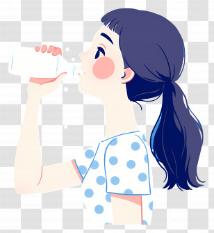 Girl Drinking Water - Girl Drinking Milk Transparent PNG