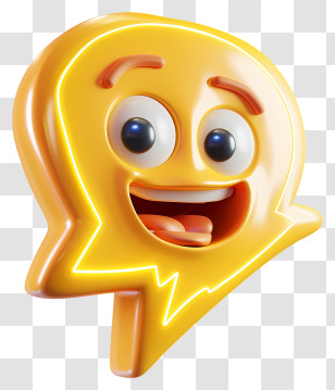 3d Cartoon - Bright Smiling Emoji In Lightning Design Transparent PNG