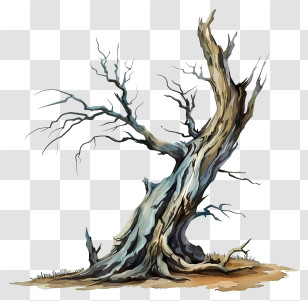 Fallen Tree - Illustration Of A Withered Dead Tree Trunk Transparent PNG