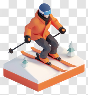 Skiing - Skiing Figure In Snow Environment Transparent PNG