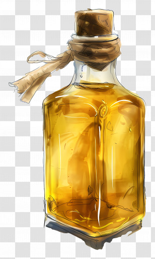 Oil Bottle - Amber Glass Bottle With Cork Stopper For Home Decor Transparent PNG