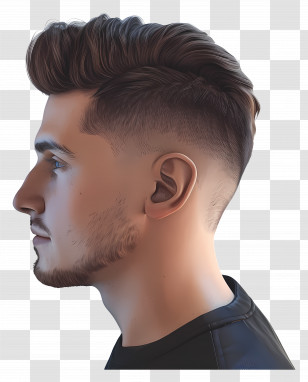 Medium Length Mid Fade Haircut - Modern Male Hairstyle In Side Profile Transparent PNG