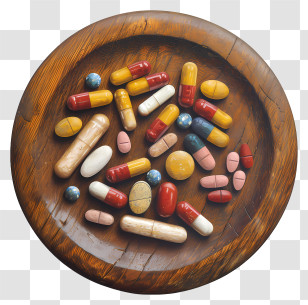 Medicine Tablet - Bowl Of Colorful Pills And Capsules Transparent PNG
