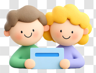People Sharing Collaborative Moment - Cute Kids Holding Box Illustration Transparent PNG