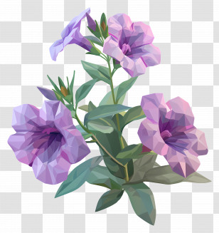 Digital Flower - Purple Petunia Flowers Digital Illustration Transparent PNG