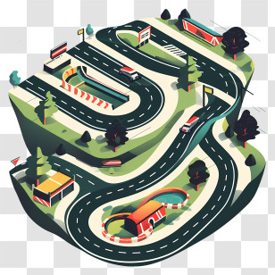 Race Track - Stylized Racetrack Illustration In 3D Transparent PNG