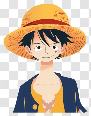 One Piece Luffy - Cartoon Character With Straw Hat Illustration Transparent PNG
