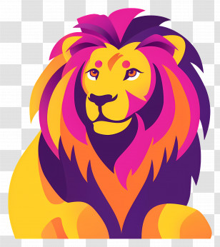 Cartoon Lion - Colorful Lion Illustration In Bold Design Transparent PNG