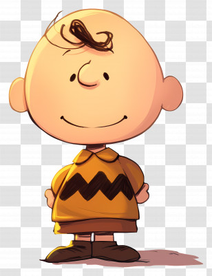 Charlie Brown - Smiling Cartoon Boy In Yellow Zigzag Shirt Transparent PNG