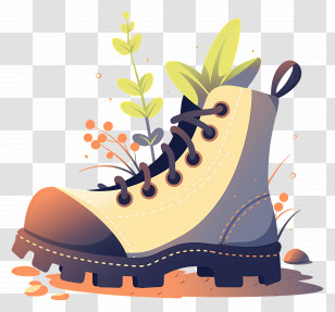 Hiking Boot - Decorative Boot With Plants Transparent PNG