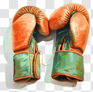 Boxing Gloves - Orange And Green Boxing Gloves Transparent PNG
