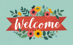 Welcome - Welcome Banner With Flowers Transparent PNG